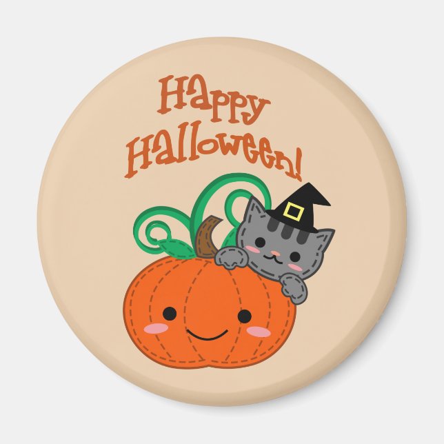 Kitty Pumpkin Magnet (Front)