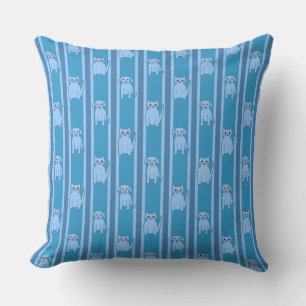 Kitty & Puppy Striped Throw Pillow