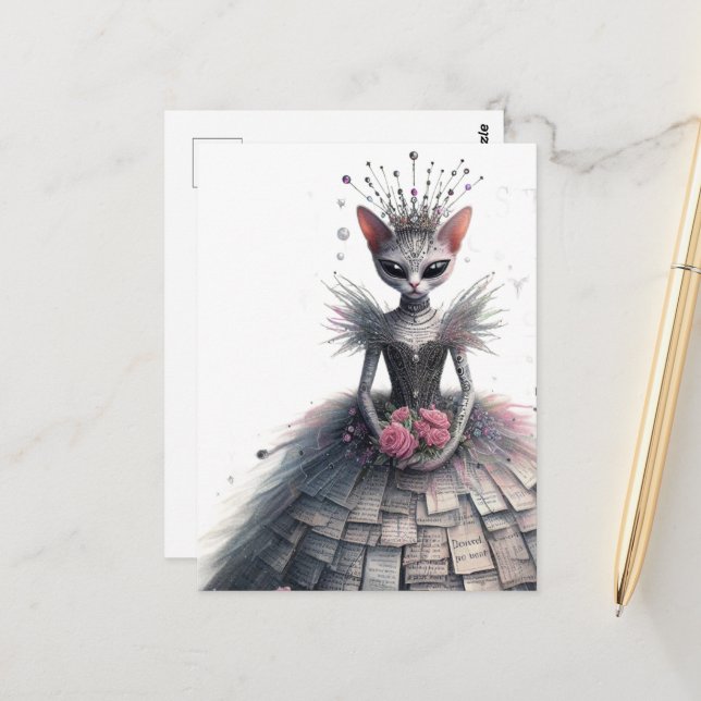 Kitty Queen of the Stories Postcard (Front/Back In Situ)