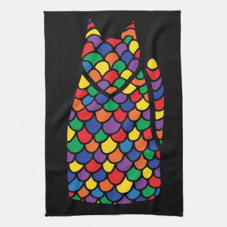 Kitty rainbow kitchen towel