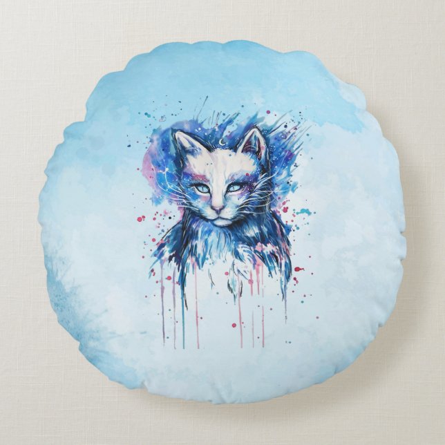 Kitty Round Pillow (Front)