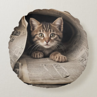 Kitty Round Pillow