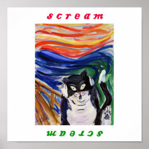 Kitty Scream with Scream Text Poster