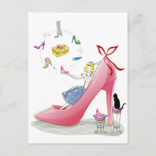 Kitty Shoe Lady Postcard