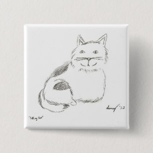 Kitty Sketch Button - Square