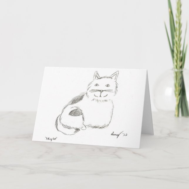 Kitty Sketch Greeting Card (Front)