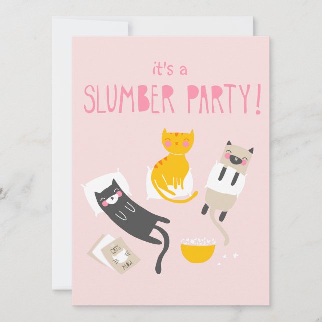 Kitty Slumber Party Invitation (Front)