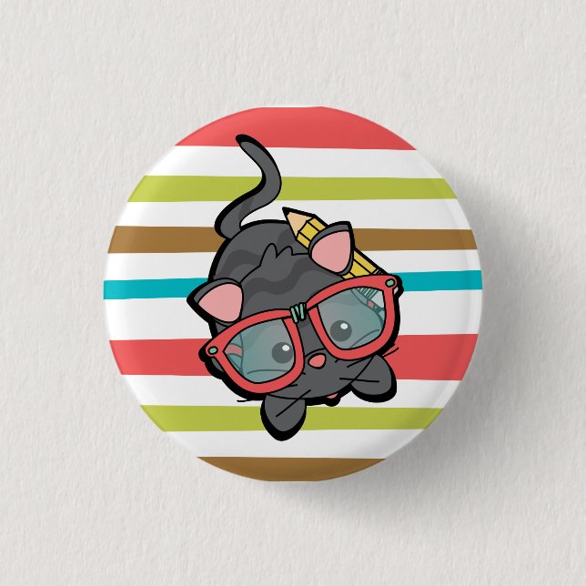 Kitty Smarty 1 Inch Round Button (Front)