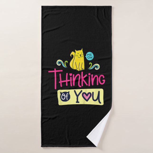 Kitty Thinking Of You | Cute Cat Lover Gift Bath Towel (Bath Towel)