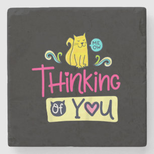 Kitty Thinking Of You Cute Cat Lover Gift Stone Coaster