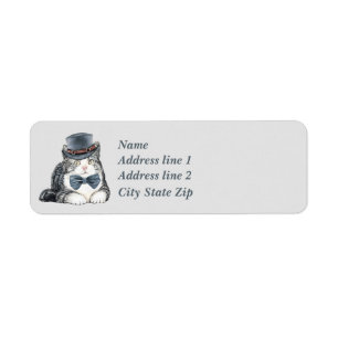 Kitty Tigre Gris Doux Avec Chapeau Haut Et Cravate
