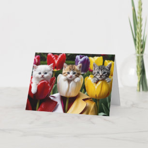 Kitty Tulips Card