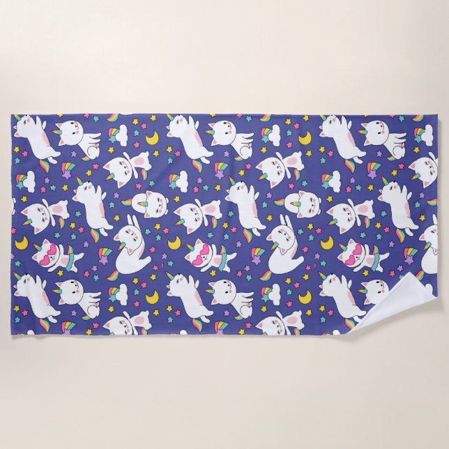 Kitty Unicorns Beach Towel (Front)