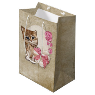 Kitty Valentine Victorian Mixed Media MEDIUM Medium Gift Bag