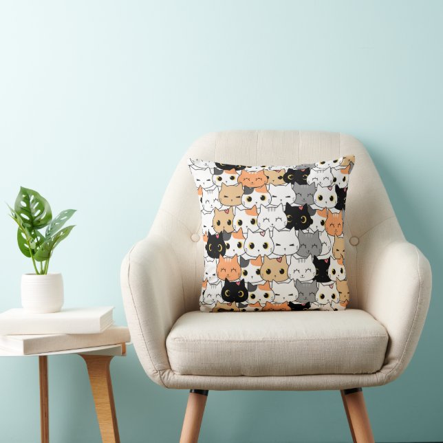 Kitty Wall 16x16 Throw Pillow (Chair)