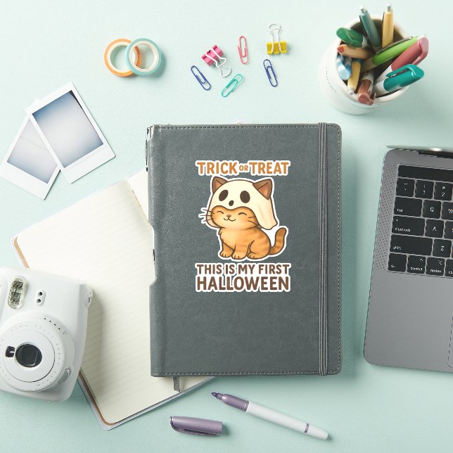 kitty wearing a mask ready for his first Halloween (iPad Cover)