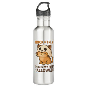 kitty wearing a mask ready for his first Halloween 710 Ml Water Bottle