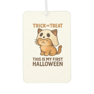 kitty wearing a mask ready for his first Halloween Air Freshener