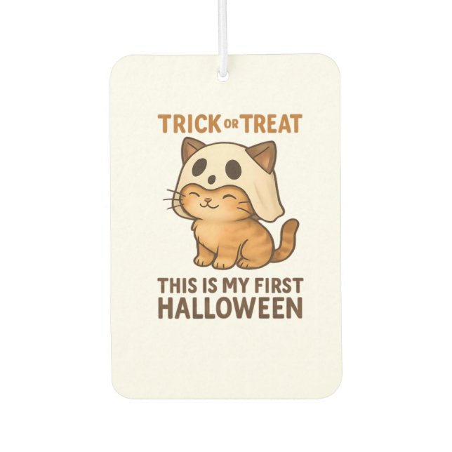 kitty wearing a mask ready for his first Halloween Air Freshener (Front)