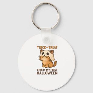 kitty wearing a mask ready for his first Halloween Keychain