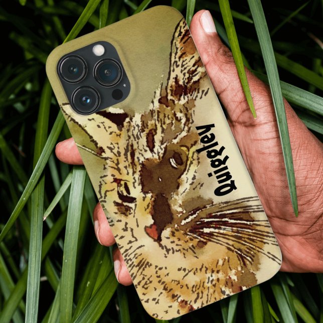 Kitty Whiskers Heart Nose Watercolor Case-Mate iPhone Case (This watercolor cat phone case is a fun gift idea that's so easy to personalize for the cat lover.)