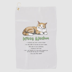 Kitty Wisdom – Funny Cat Rules with a Brown Cat Golf Towel