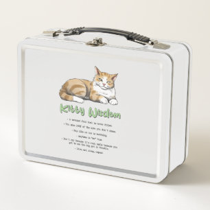 Kitty Wisdom – Funny Cat Rules with a Brown Cat Metal Lunch Box