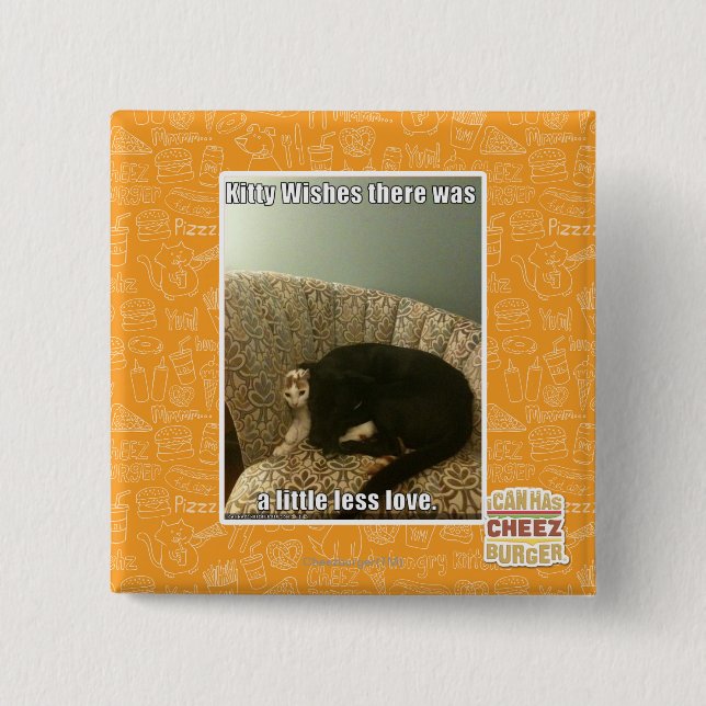 Kitty Wishes 2 Inch Square Button (Front)