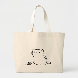 Kitty & Yarn Large Tote Bag