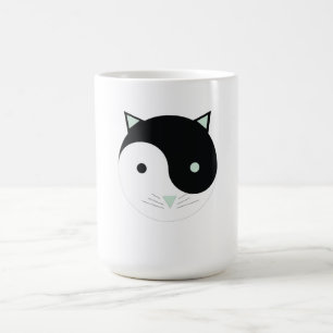Kitty Yin Yang with Mint Green , Black, and White Magic Mug