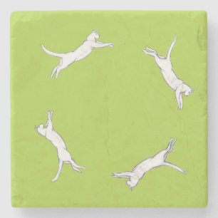 kittyrun lime single stone coaster