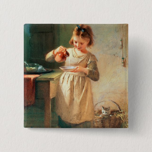 Kitty's Breakfast 2 Inch Square Button (Front)