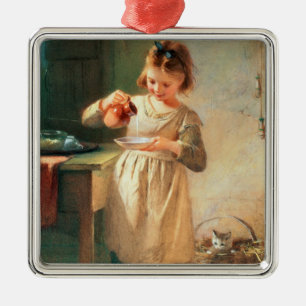 Kitty's Breakfast Metal Ornament