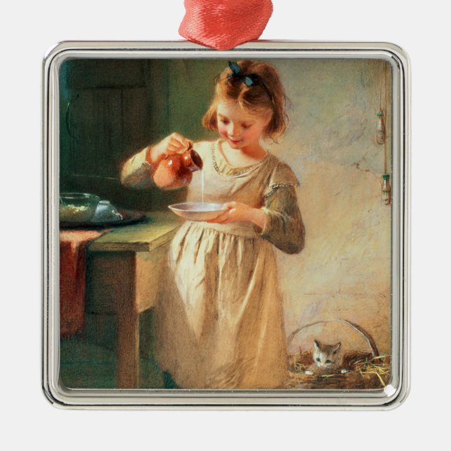 Kitty's Breakfast Metal Ornament (Front)