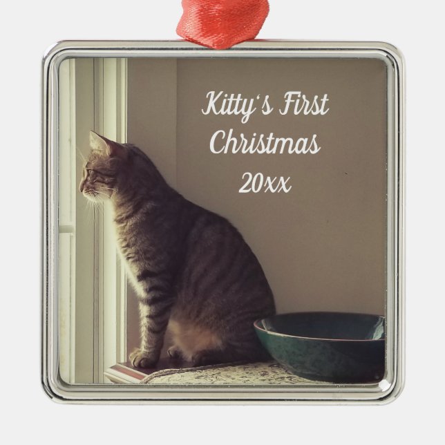 Kitty's First Christmas Metal Ornament (Front)