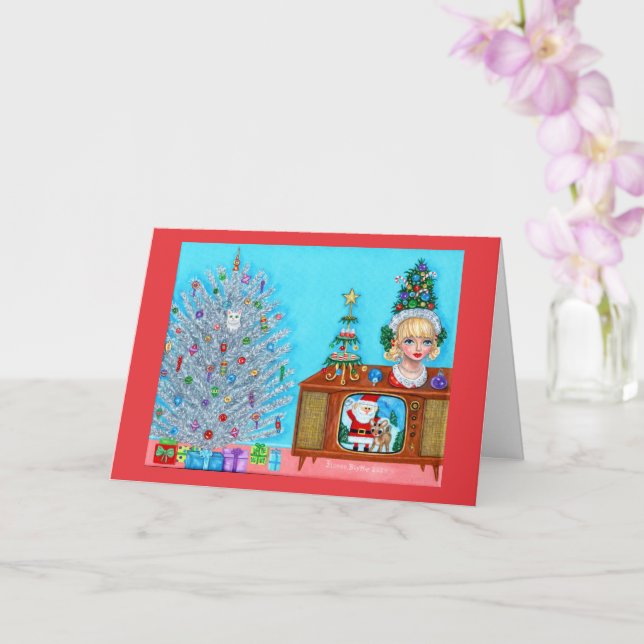 Kitty's First Christmas Tree Head Vase Santa Claus Card (Orchid)