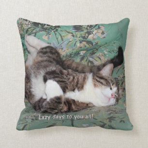 Kitty's Lazy Days Throw Pillow