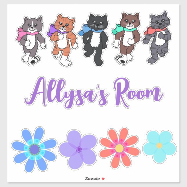 Kitty's Walking Add Your Name Cute (Sheet)