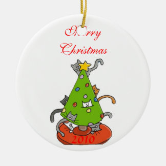 Kity christmas tree ceramic ornament