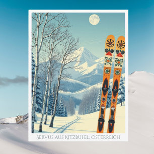 Kitzbühel Austria ski vacation retro Postcard