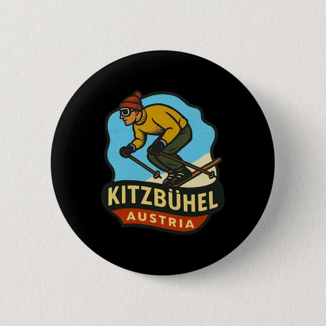 Kitzbühel Austria Skiing  2 Inch Round Button (Front)