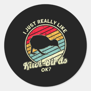 Kiwi &amp; New Zealand Uni-adults Black Cotton, Ly Classic Round Sticker