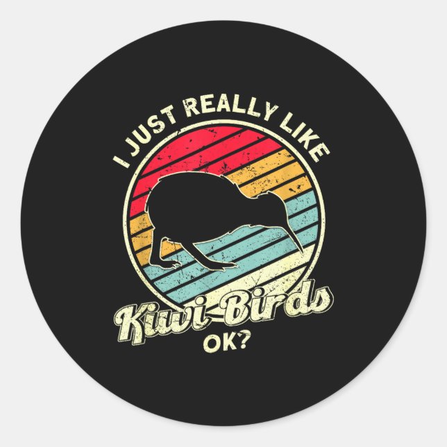 Kiwi &amp; New Zealand Uni-adults Black Cotton, Ly Classic Round Sticker (Front)