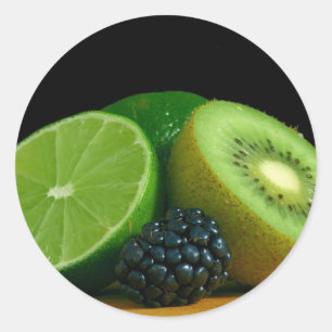 Kiwi and lime classic round sticker