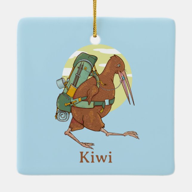 Kiwi and rock wren nz birds ceramic ornament (Back)