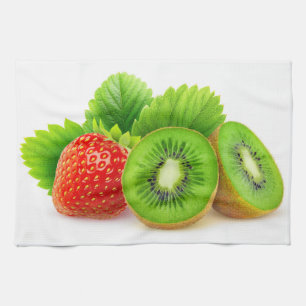 Kiwi and strawberry kitchen towel