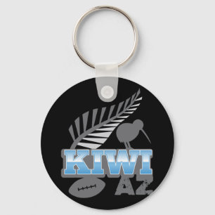 KIWI AZ rugby bird and silver fern New Zealand Keychain