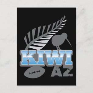 KIWI AZ rugby bird and silver fern New Zealand Postcard