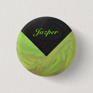 Kiwi Bash Green and Black Monogram 1 Inch Round Button
