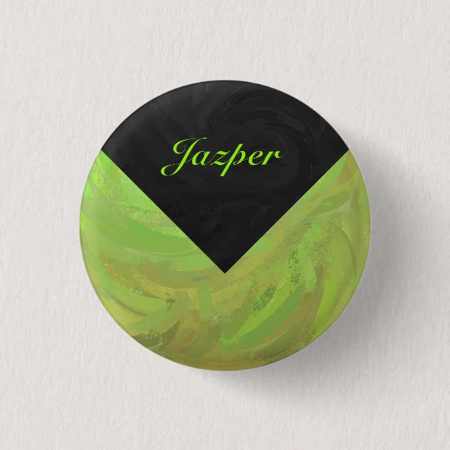 Kiwi Bash Green and Black Monogram 1 Inch Round Button (Front)